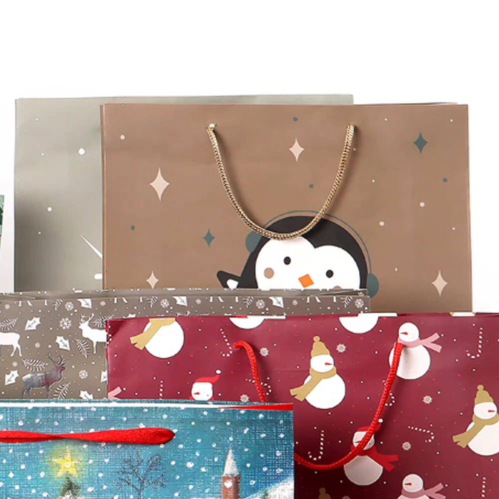 Manufacturer Recycled Grocery Shop Store For Merry Christmas Gift Packaging For Birthday Party Packaging Kraft Paper Bag