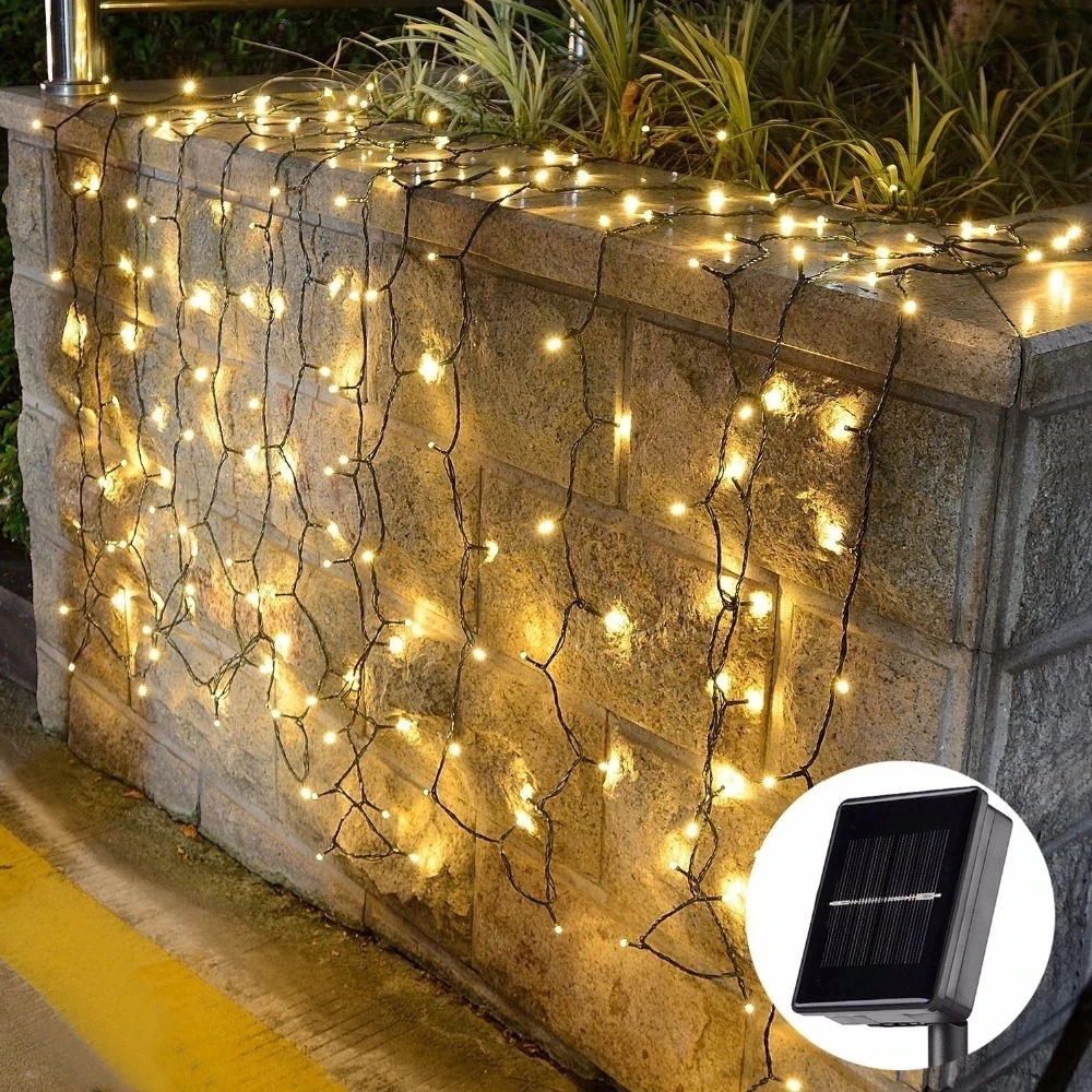 Solar Christmas Outdoor Waterproof Garden String Lights 72ft 200 Led 8 Modes Fairy Lights For Xmas Yard Porch Camping Decoration