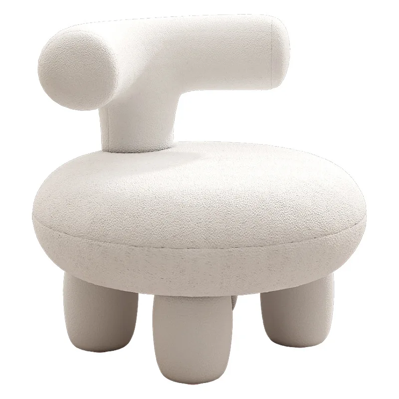 Small home lamb wool round chair living room sofa cheap stool door shoe seat creative Nordic wood stool