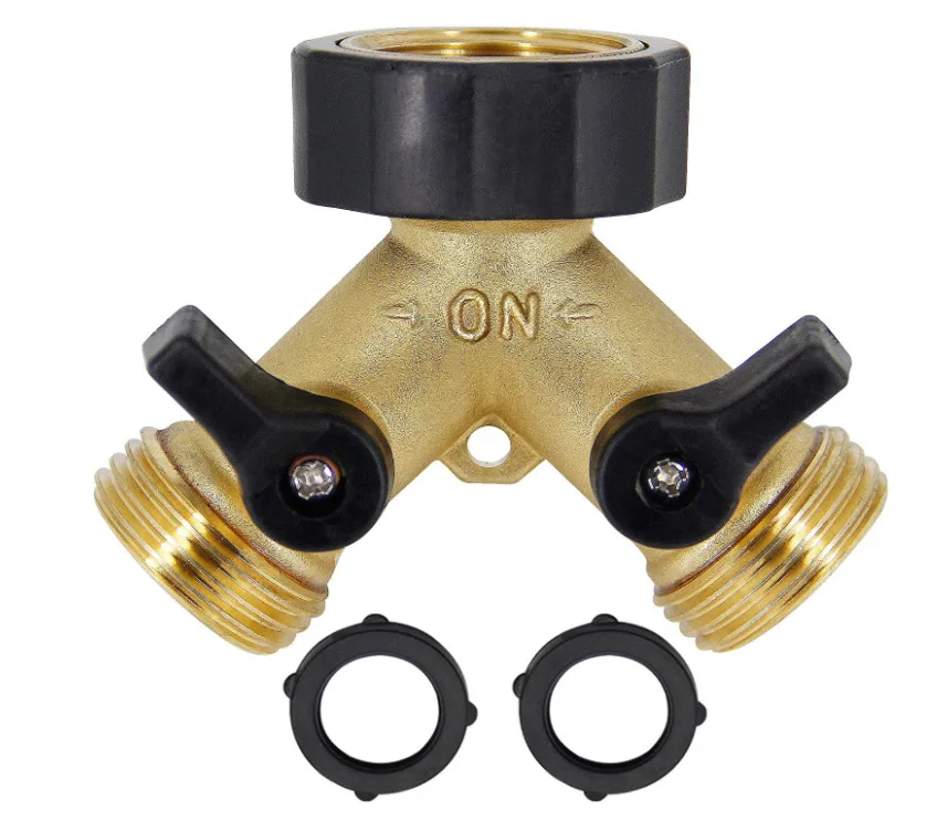 High Quality Water Adapter Irrigation Brass Hose Splitter Connector Y garden Two 2 way ball valve