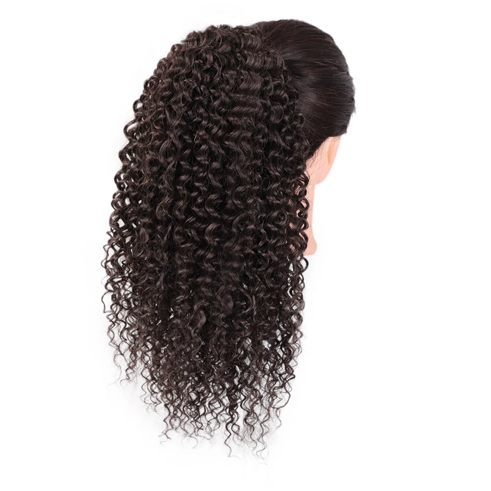  Wholesale Deep Wave Synthetic Wig Braiding Hair 14 Inch Kinky Ponytail Extension For Black