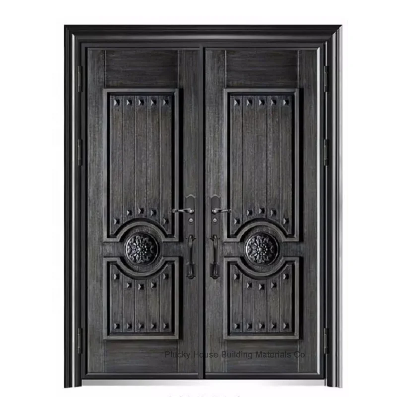 Luxury Double Leaf Exterior Bulletproof Case Aluminum Main Gate Security Door