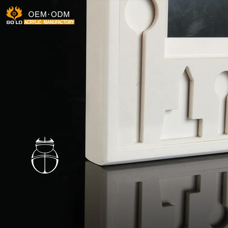 Custom White Carving Acrylic Magnetic Photo Frame For Table Top