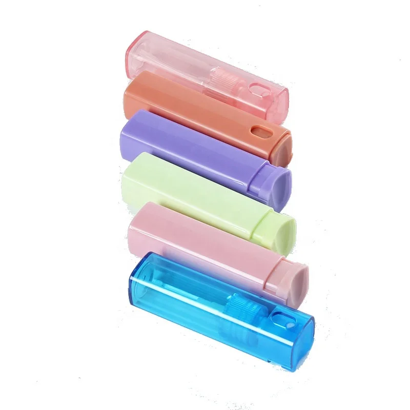 Perfume Atomizer 10ml Plastic Square Refillable Vial Pocket Sprayer Bottle