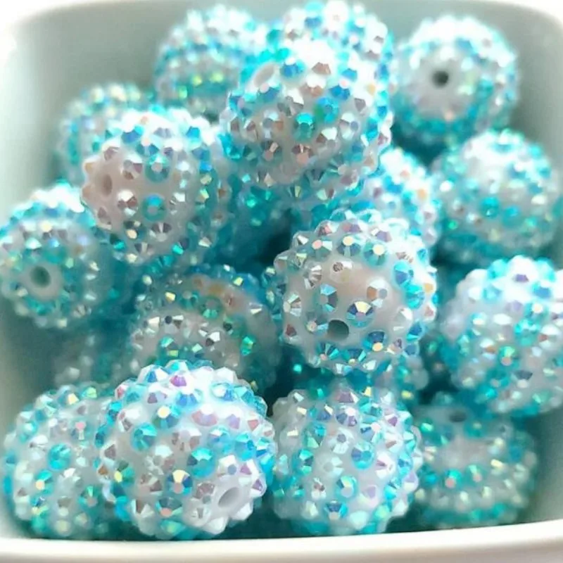 20mm 50pcs Per Bag Round White Acrylic Big Beads Jewelry Making Acrylic Crystal Chunky Beads Resin Rhinestone Beads