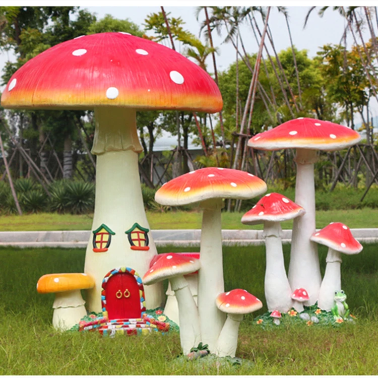 Outdoor garden simulation plant mushroom FRP resin sculpture