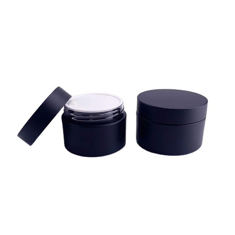 3ml-250ml san materials round black ps jar heavy wall 60ml ps jar black color ps/petg/pet plastic ps jar with black lid