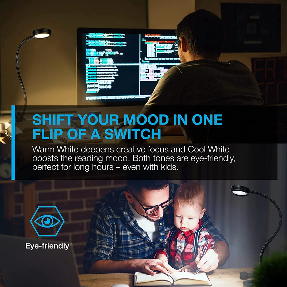 Flexible Googeneck USB 5W LED Clamp Table Light