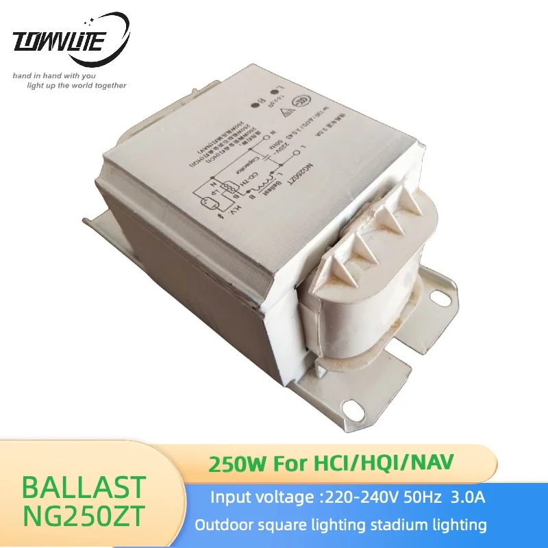 Высококачественная двухпроводная натриевая лампа высокого давления HPS250w магнитный балласт HID 220-240 В 50/60 Гц 3A NG250ZT