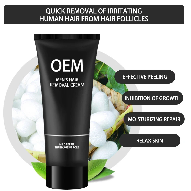 Оптовая продажа OEM мужской депиляционный крем, мгновенное удаление волос на теле, постоянный мужской крем для удаления волос
