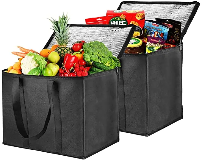 Heavy Duty Custom logo Insulated Reusable Tote Grocery thermal shopping cooler bag