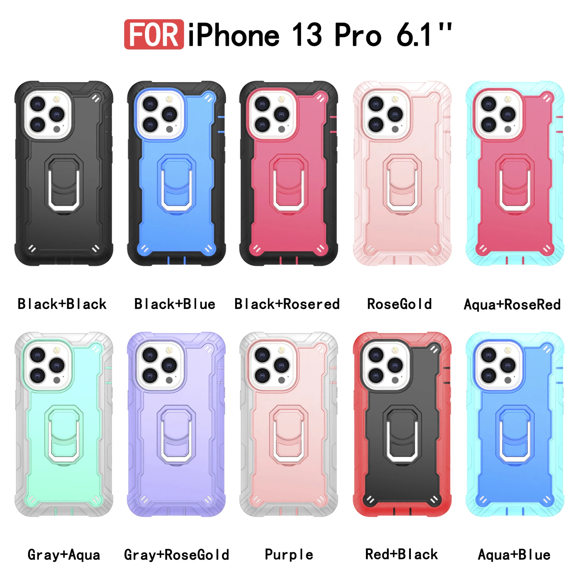 Сверхмощный защитный чехол с откидной ножкой для iPhone 13 Pro Max из ТПУ + ПК 3 в 1 ударопрочный мобильного телефона 12