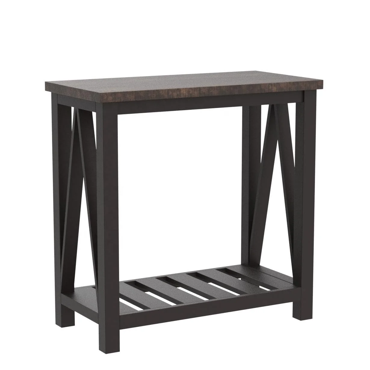 Farmhouse End Table, Rustic Narrow End Side Table with Storage Shelf for Small Spaces For Living Room
