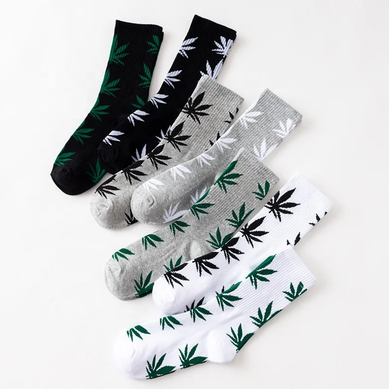 
hip hop Men leaf socks Maple Socks Weed fancy crew socks 