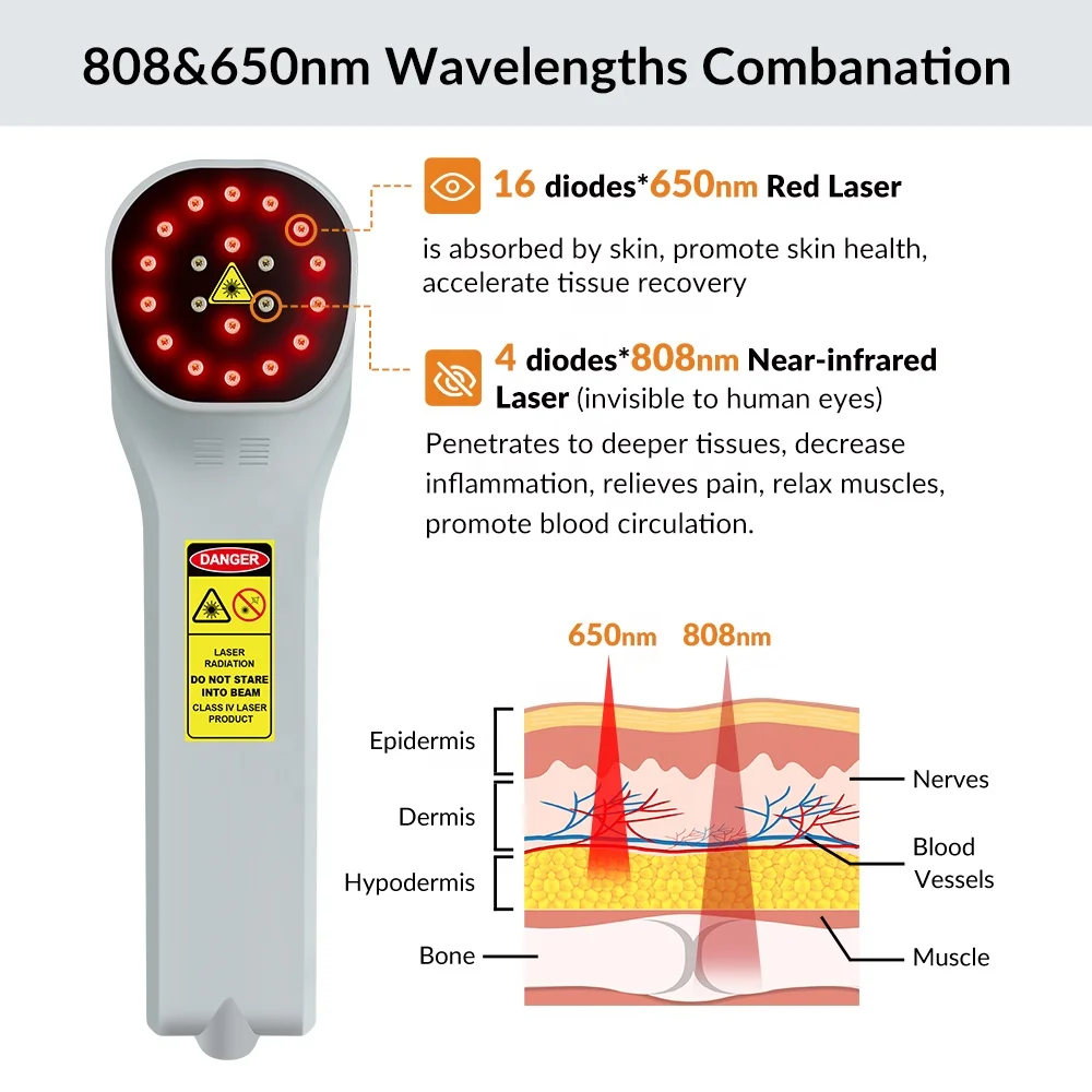 Cold Laser Therapy Vet Device for Pets 4x808nm Red Light Therapy Devices for Pain Relief Home Light Therapy for Dogs Cats Horses