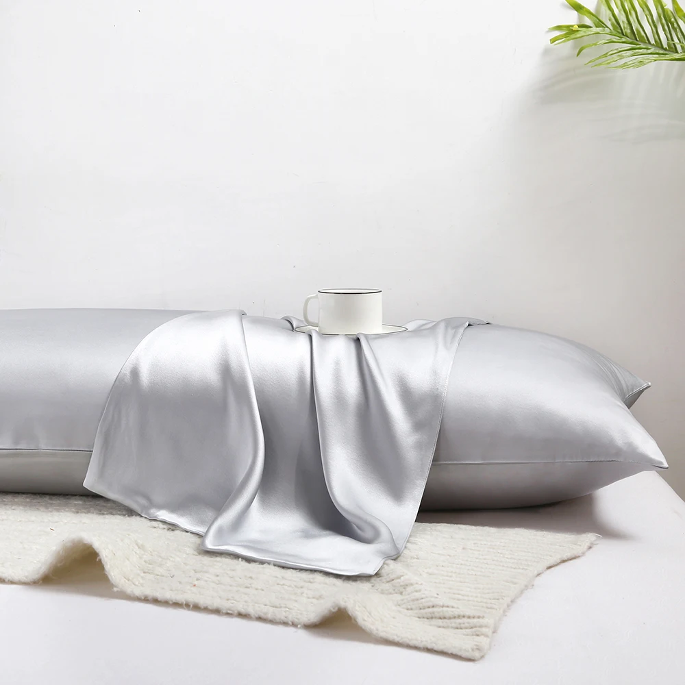 Wholesale 16MM Gray Color Mulberry Silk Pillowcase 51*137cm Couple Size
