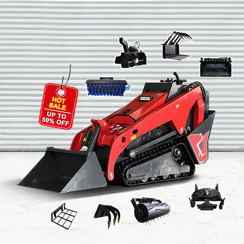 Free shipping 0.5 ton 0.6 ton 0.8 ton operate weight rubber track epa euro v engine mini skid steer loader for sale