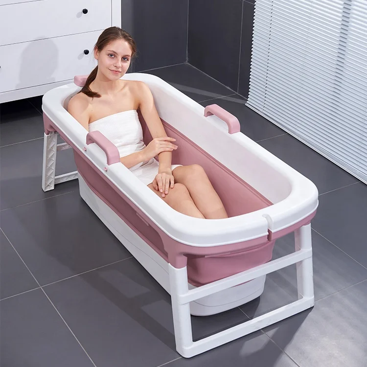 Wholesale Pink Portable Plastic Collapsible/folding Bathtub for Adult