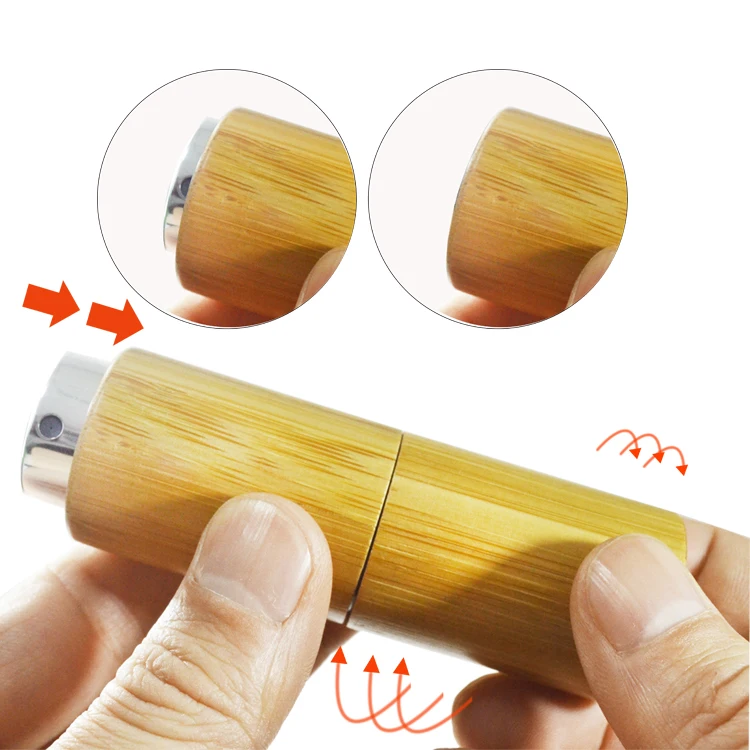 10 ml  Refillable Pocket Size Travel bamboo spray bottle atomizer  10ml glass bamboo perfume bottle