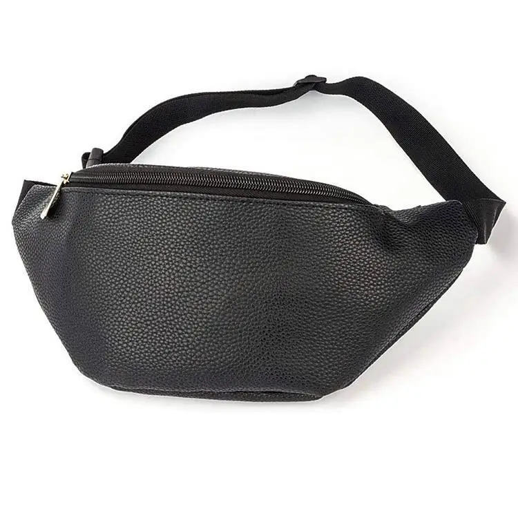 
Custom Logo Outdoor Sports Durable Phone Waist Bag Black Leather Belt Bum Bag Traveling Fanny Pack 