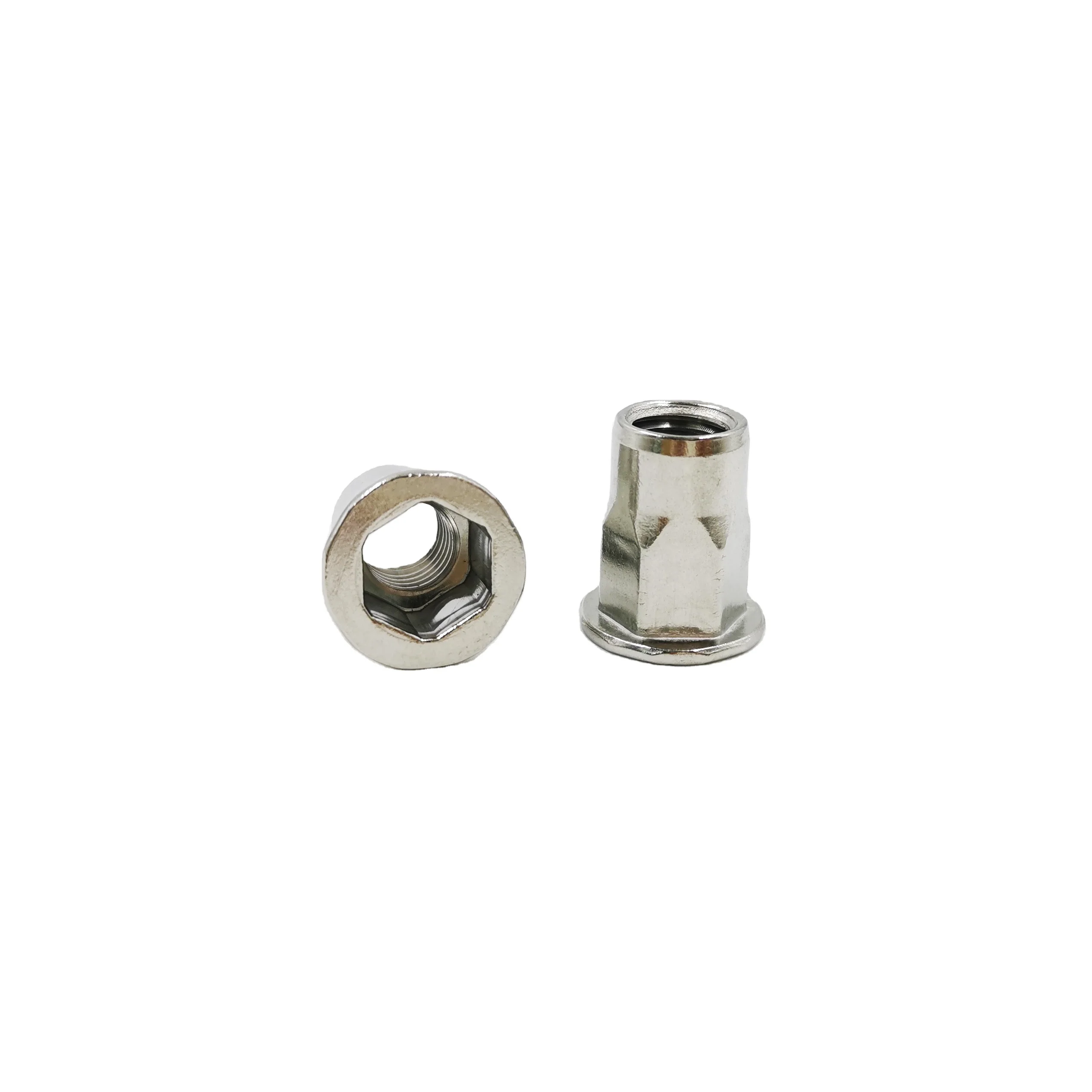 Rivet Nut Flat head inner hex body internal and external half Hexagon Body stainless steel open end hex rivet nut