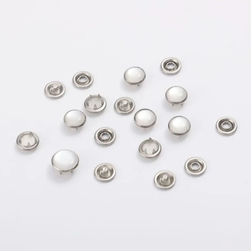 Wholesale Custom 9.5mm Brass Metal Prong Snap Button Baby Garment Pearl Prong Metal Ring Snap Button