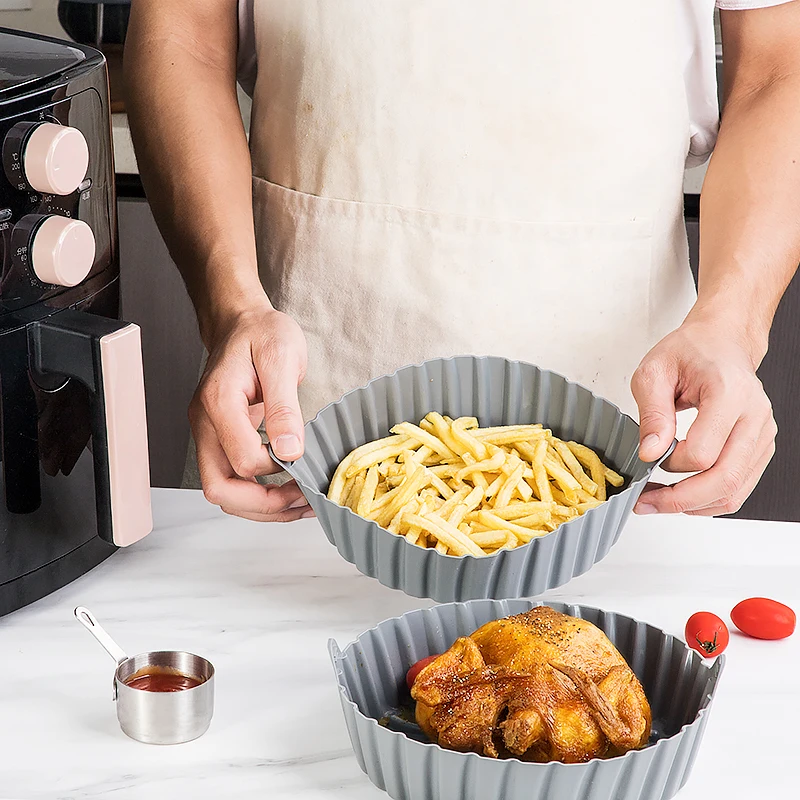 8 Inch Food Safe Non-stick Reusable Airfryer Silicone Pot Basket Silicone Air Fryer Liners