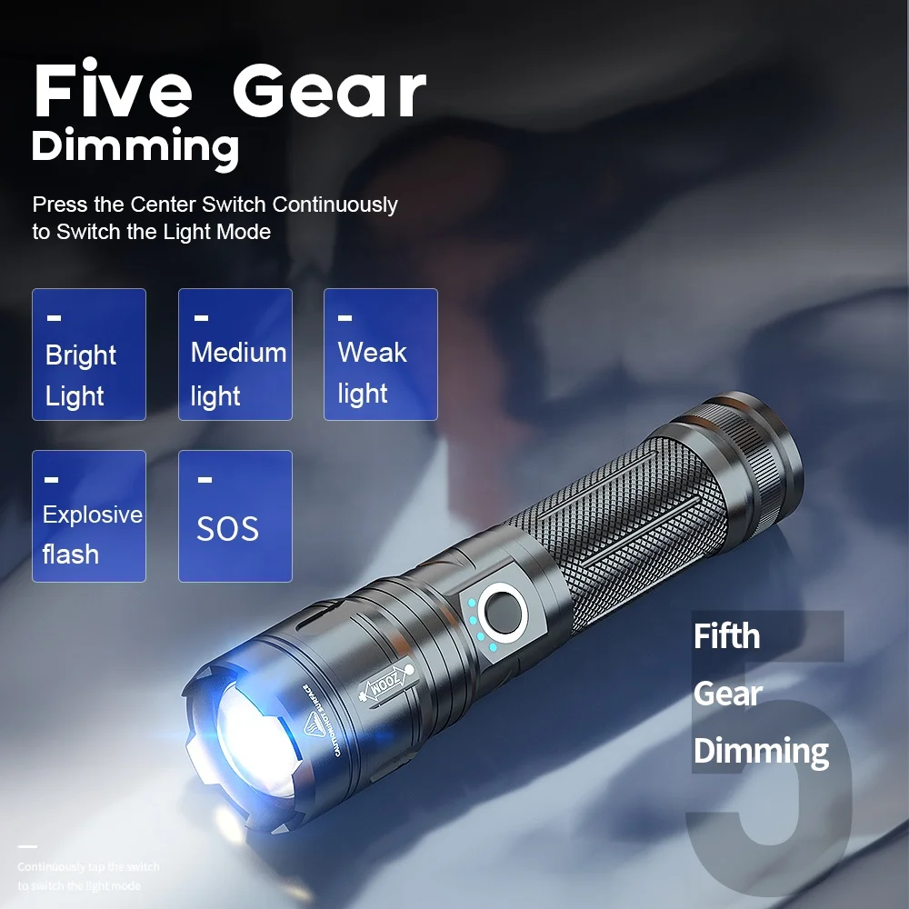 800 Lumen P50 High Power Flash Light Waterproof Five Gears Superior Strong Light Aluminum Spotlight Flashlight