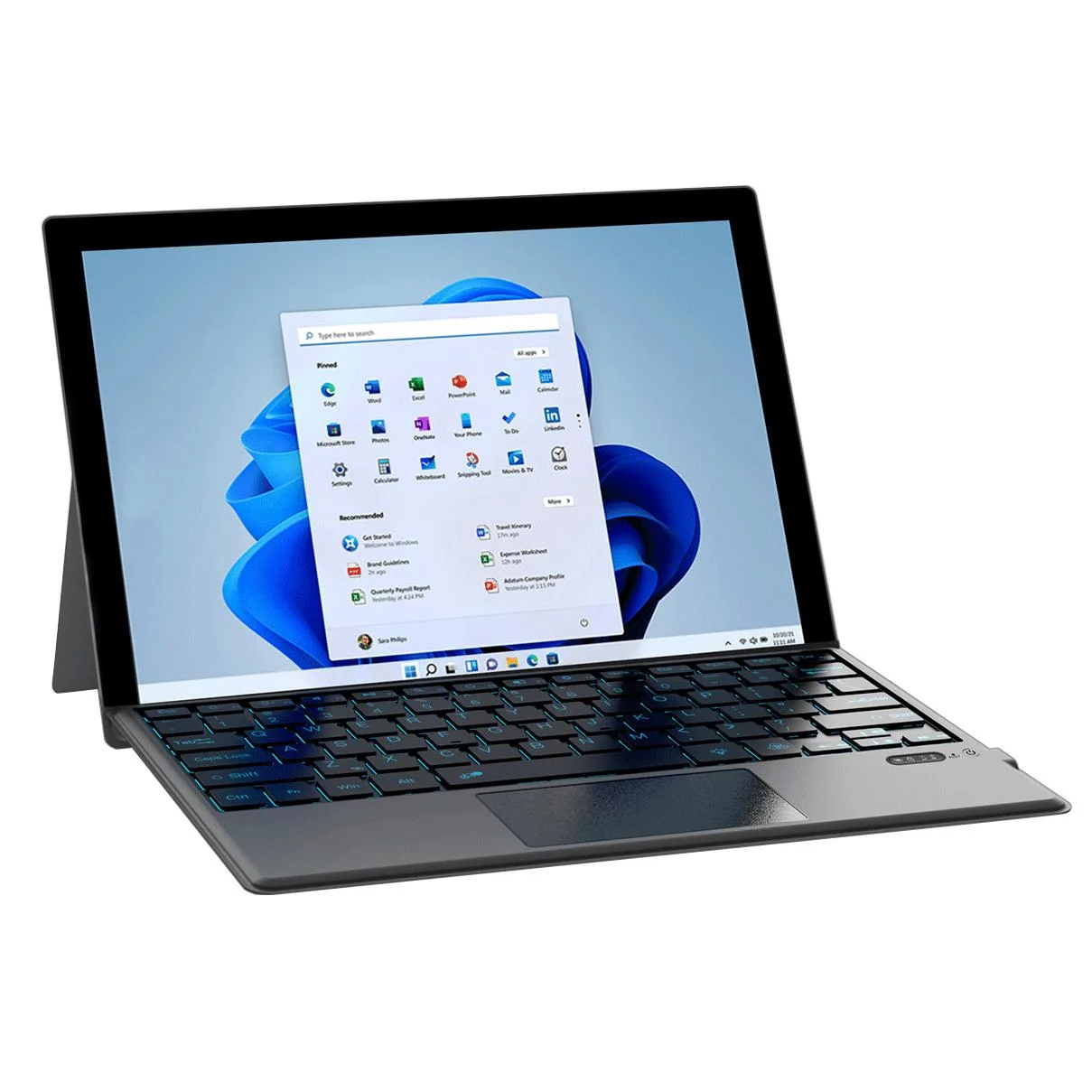 Factory Price Foldable 7-color Backlight Wireless Bt Keyboard Case With Touchpad For Microsoft Surface Pro 7/8