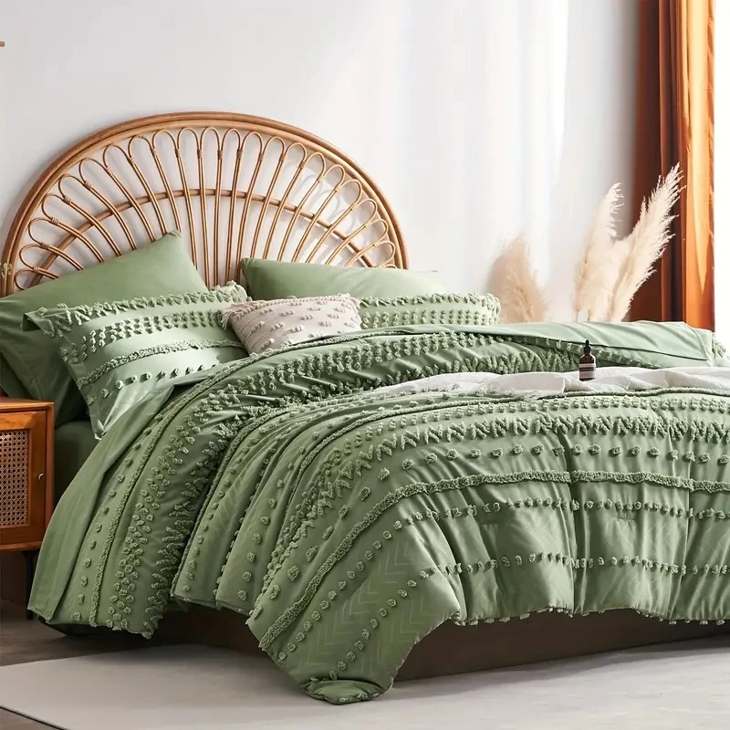 MU Hot Sale Lightweight Bedding Set 7pcs Tufted Boho Shabby Chic Comforter Set Wholesale Comforter Bedding Sets Made In China