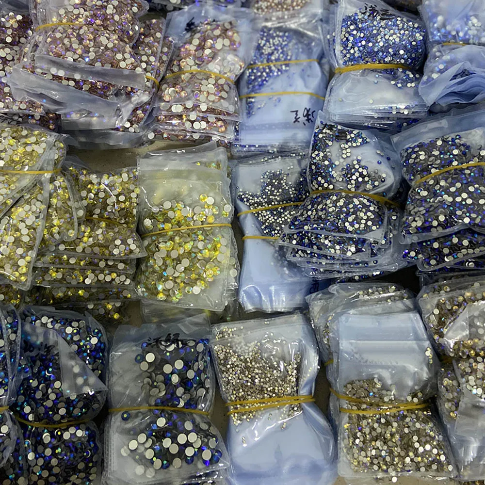 A Normal Faceted AB Colors Sliver Back Crystal AB Rhinestone Non Hot Fix Glass Rhinestone For Nail Art DIY