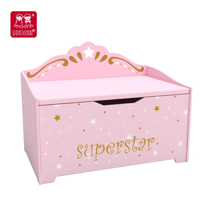 Toy chest kids furniture sets wooden bedroom furniture set children bedroom furniture sets Pink Toy Box for baby girl