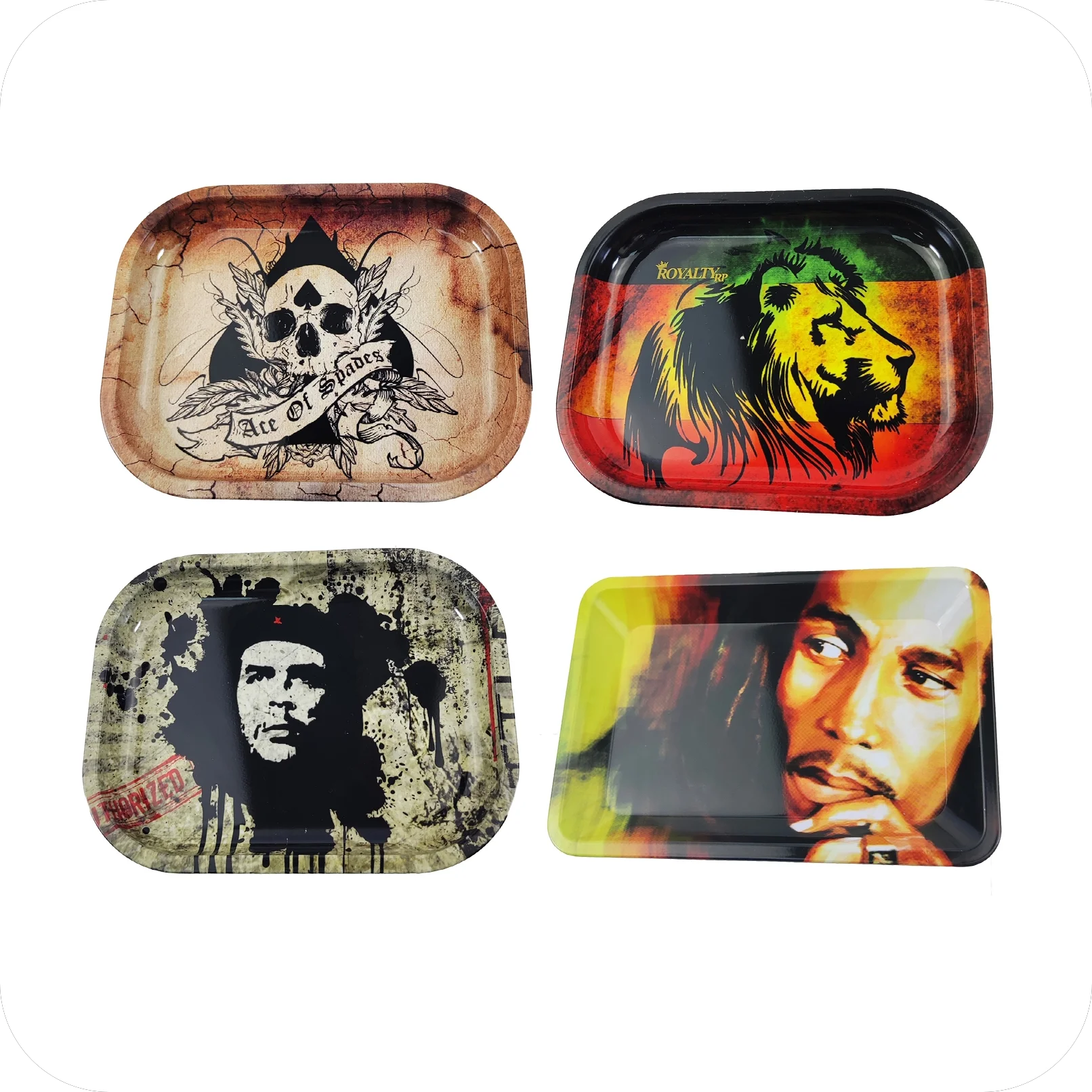 Custom Smoking Rolling Tray Ash Tray Metal Silicone Luminous Colorful OME Printed Logo