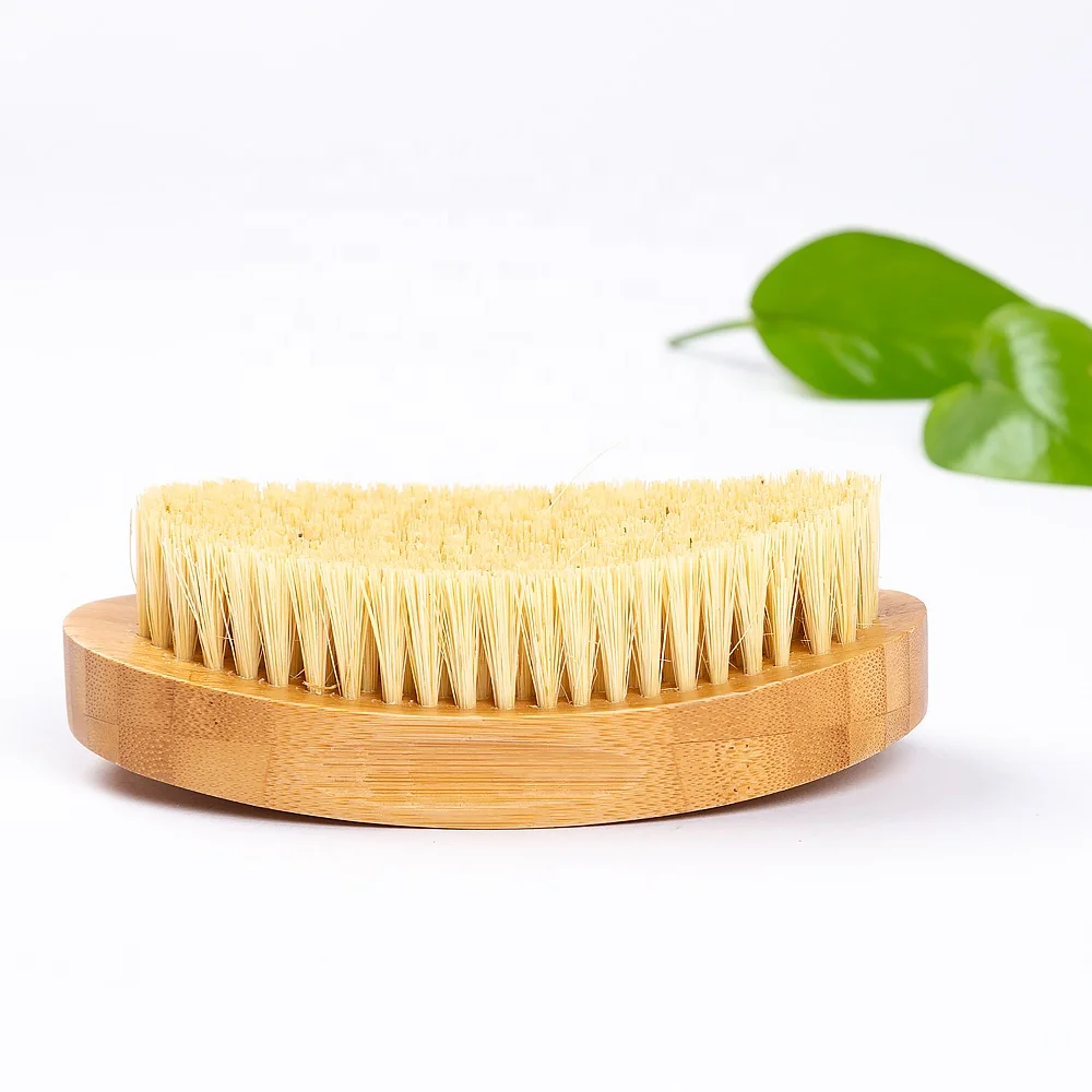 Bamboo Wood Handle Custom Private Label Beard Curved Wave Brush