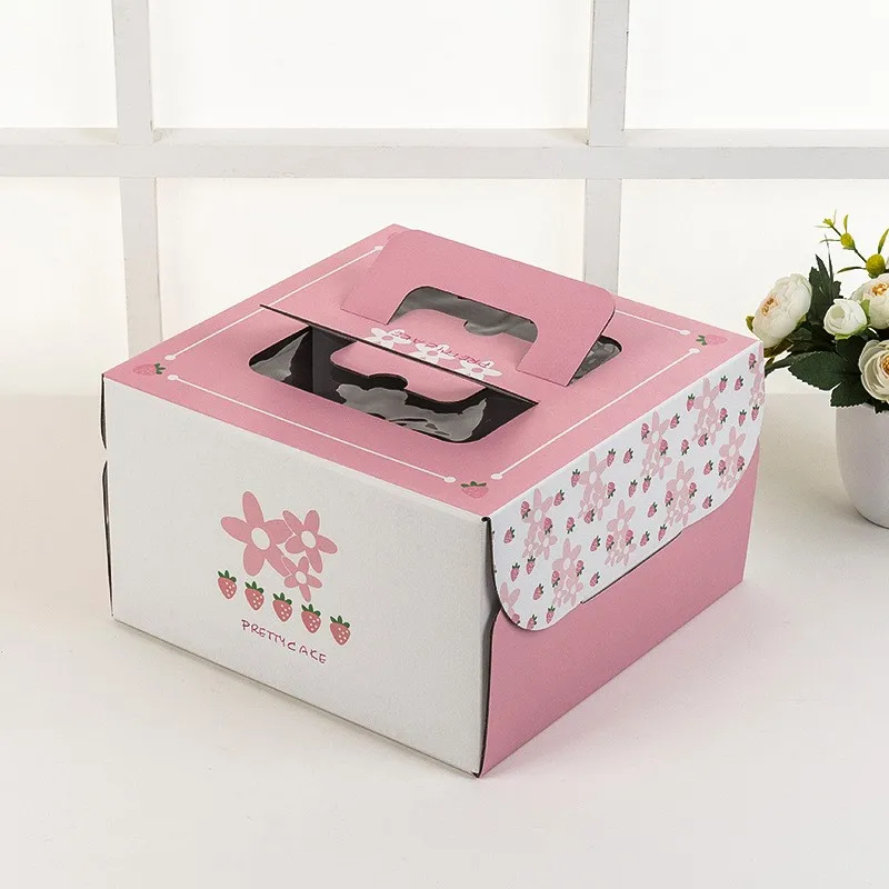 Wholesale Portable Gift Wedding Party Cake Packing Box Custom Printing Paper Window Box Cake Packaging