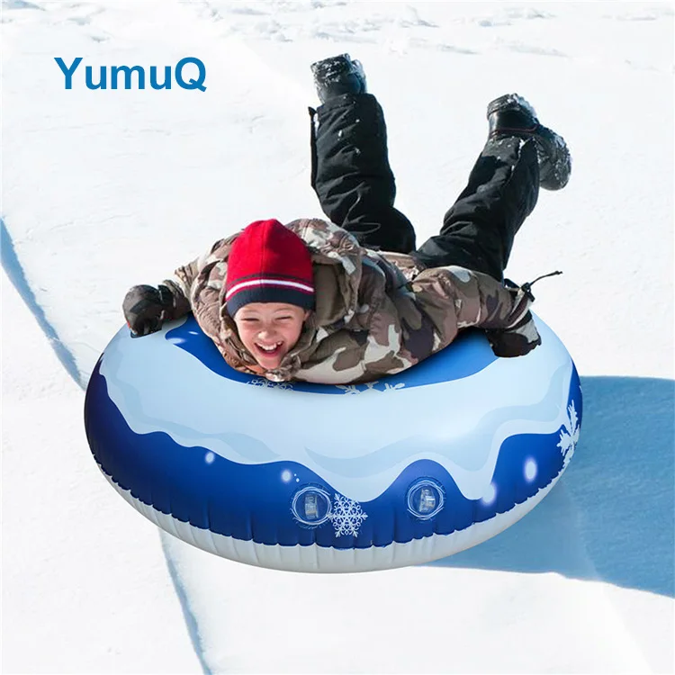 YumuQ Dia110cm Heavy Duty Plastic Vinyl Bottom Winter Dry Snow Tube inflatable Sled Winter Game Toys For Kids