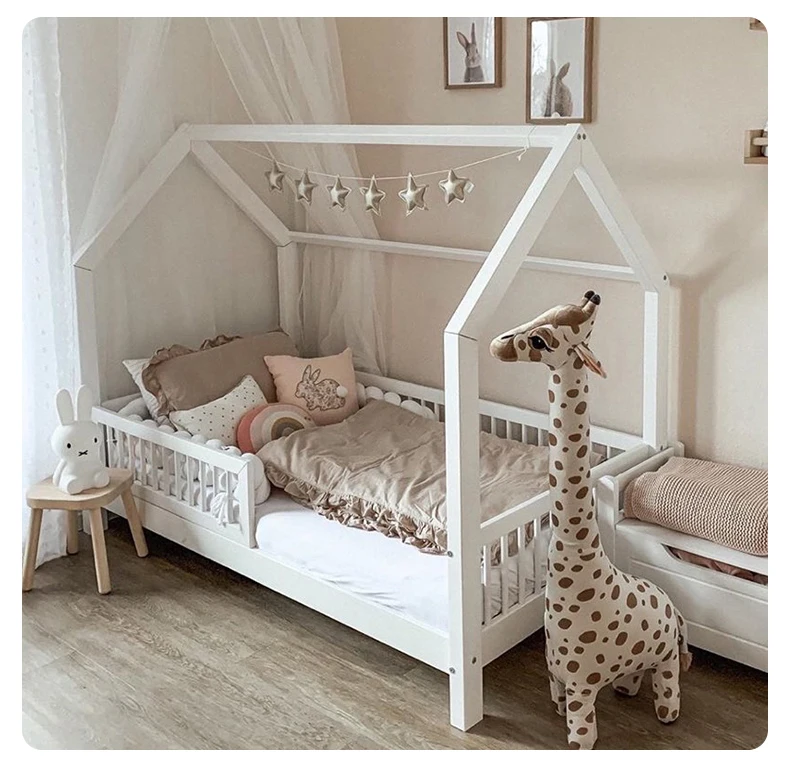 Оптовая продажа, детская мебель для спальни, деревянные напольные детские кровати Монтессори