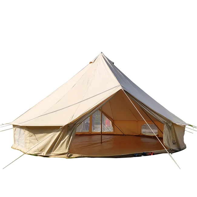 Large Waterproof Cotton Canvas Glamping Twin Emperor Bell Tent for 10~12 Person Campsite Hotel Tent