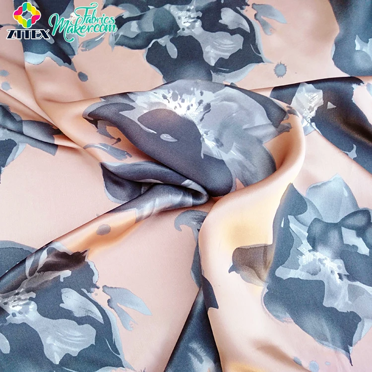 ZTTEX manufacture floral print golden yellow silk chiffon fabric for tie