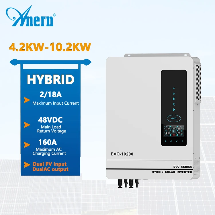 Anern 10kva 48v hybrid solar inverter 8000 watt output 110v inverters