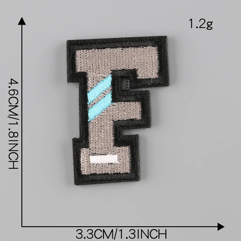 Low MOQ Stock 26 Alphabets Pearl  Self Adhesive Embroidery Cloth Patches  Iron On Chenille Letter Patches With Velcro