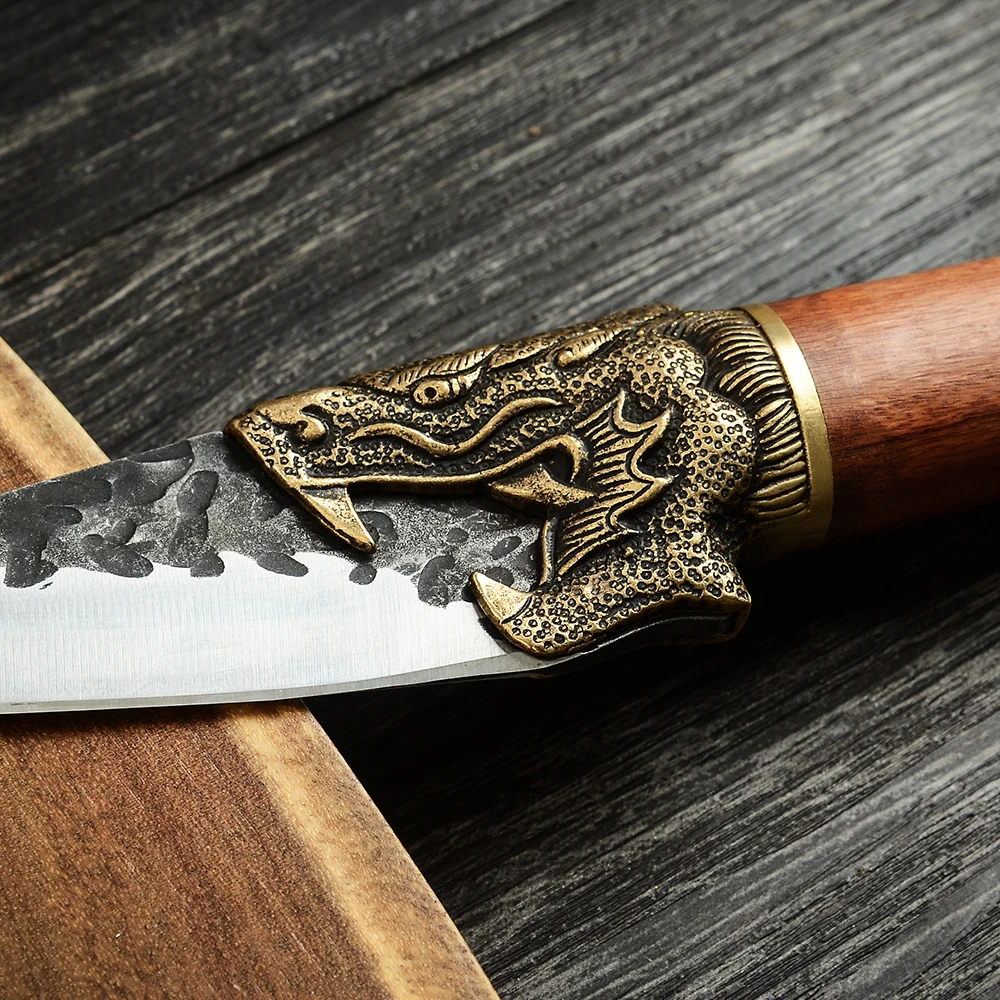 Xingye Belt Loop Leather Sheath 7cr17 Forge Carbon Steel Butcher Skinning Wood Handle Pocket Boning Viking Knife Hand Forged