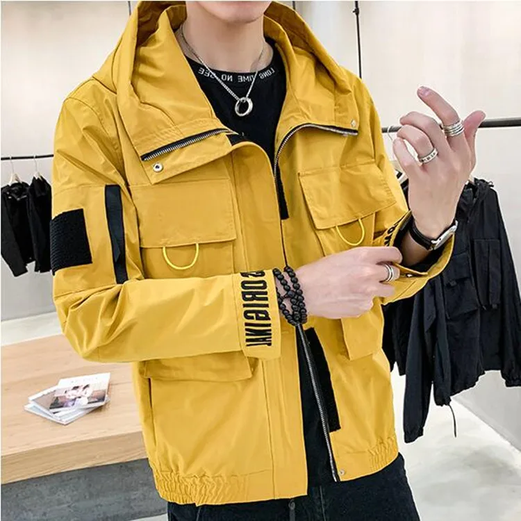 
Casual Printed Cargo Pocket Functional Jacket Custom 100% Polyester Hooded Tactical Jacket 