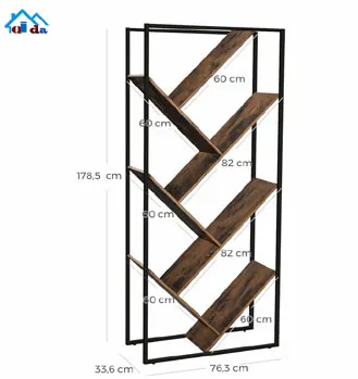 Wooden Metal Bookshelf 4-tiers Wholesale Display Bookcases Multi Functional Shelves Modern Style Living Room Furniture
