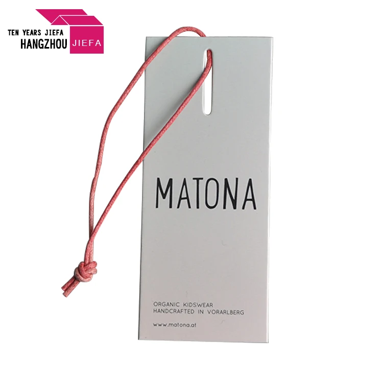Beautiful Style Hang Tag With Customized Logo Special Hole With Wax Cord Fashion Garment Tag