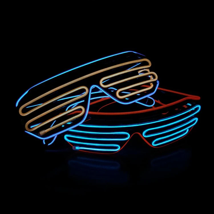 2022 Kids Halloween Christmas Party Favors Supplies Led Light up Toys EL Glowing Shutter Glasses