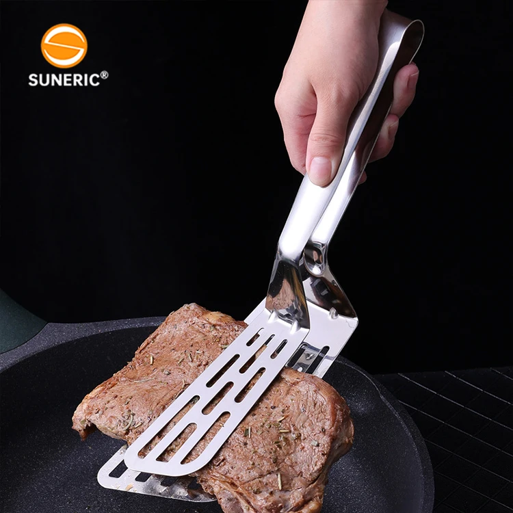 Wholesale barbecue food clip steak BBQ spatula tongs stainless steel fish tong