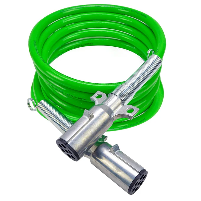 Сверхмощный 12v 7 способ прицеп кабель 15 футов Зеленый ABS Тяжелый Грузовой Электрический штепсельный контакт шнура питания для прицепа