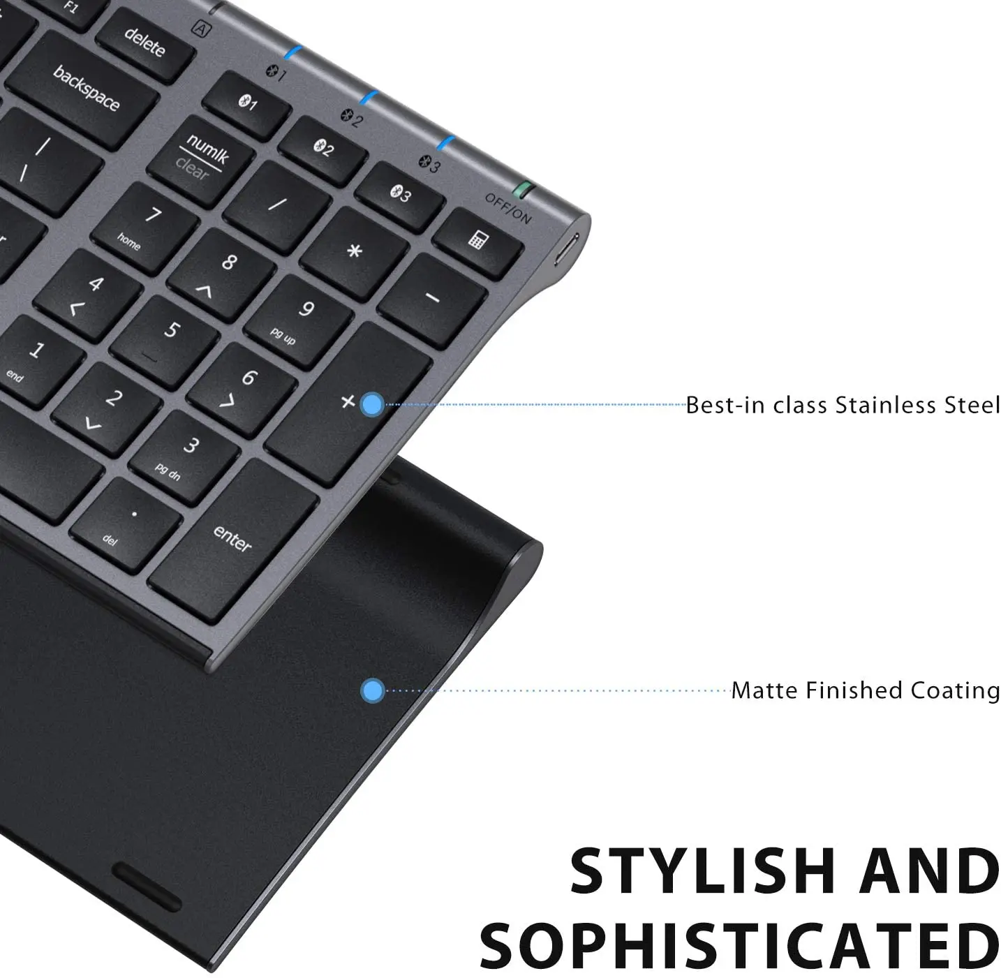 iClever BK10 Wireless Keyboard, Universal Wireless Keyboard, Rechargeable BT 5.1 Multi Device Keyboard with Number Pad