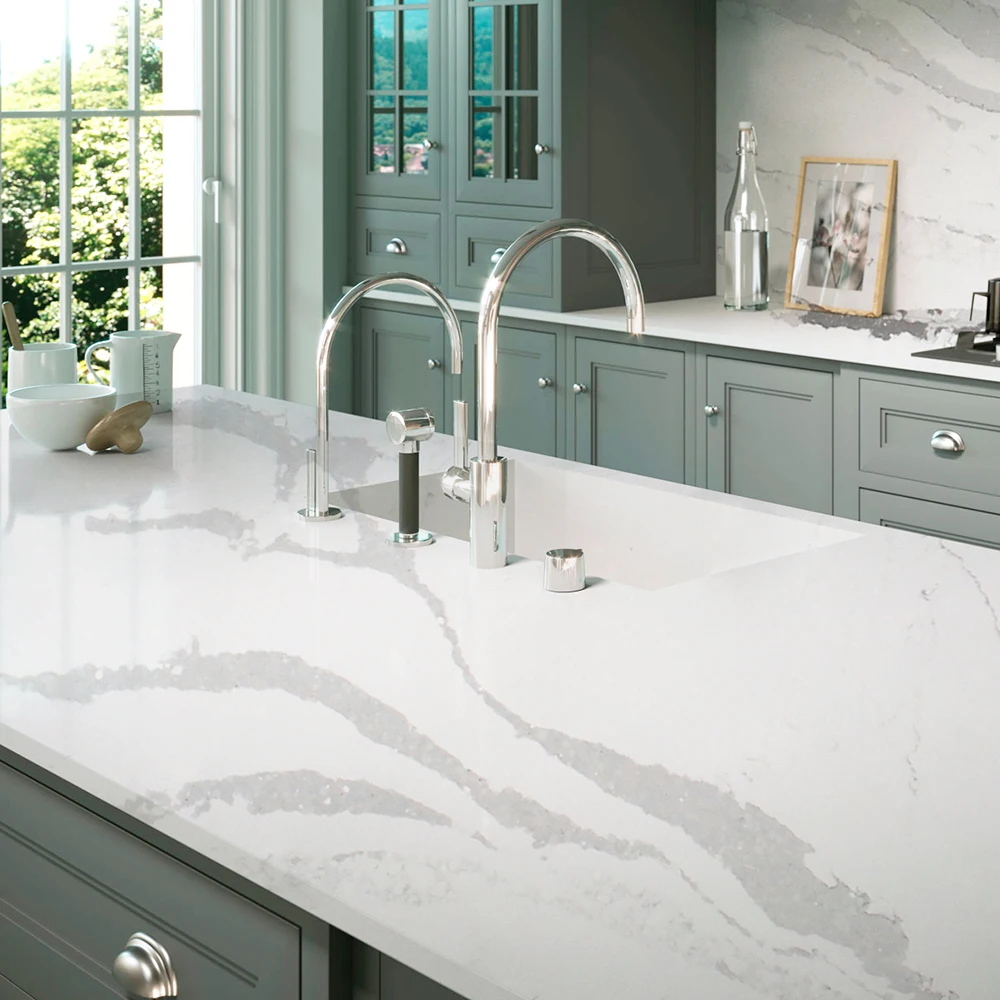 Calacatta White Marble Engineered Stone kitchentop countertop Artificial Stones Quartz Slab Horizon Brand